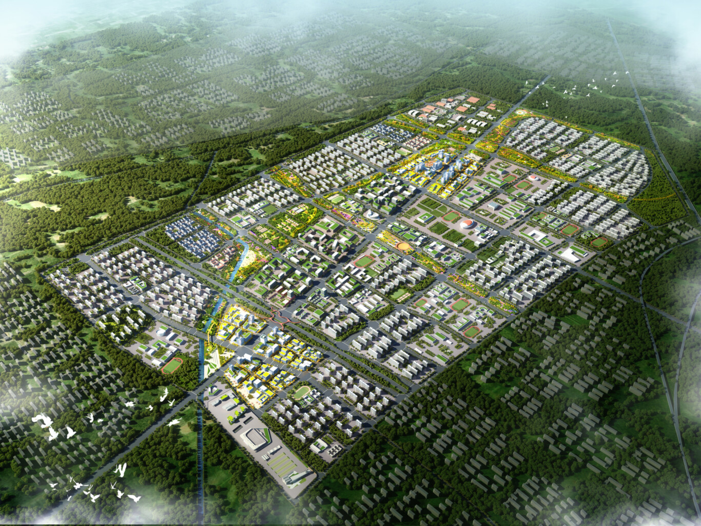 Daxing New Town By Chapman Taylor 202003001 日景鸟瞰 Yh Lyc