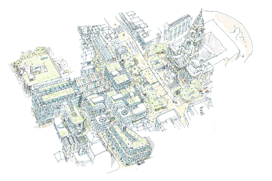 Bolton Victoria Square Aerial Masterplan Sketch