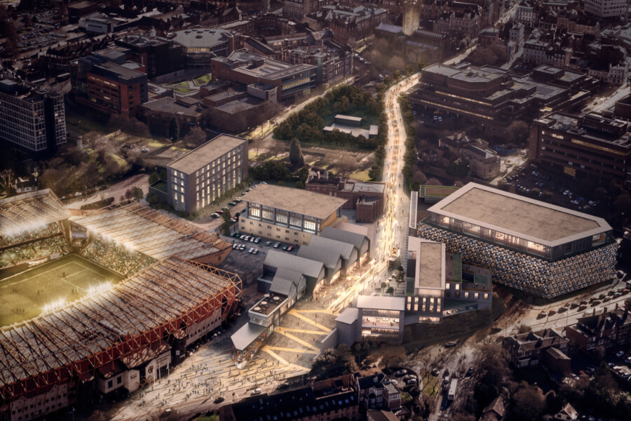 Chapman Taylor Wolverhampton Regeneration Masterplan Molineux Birds Eye