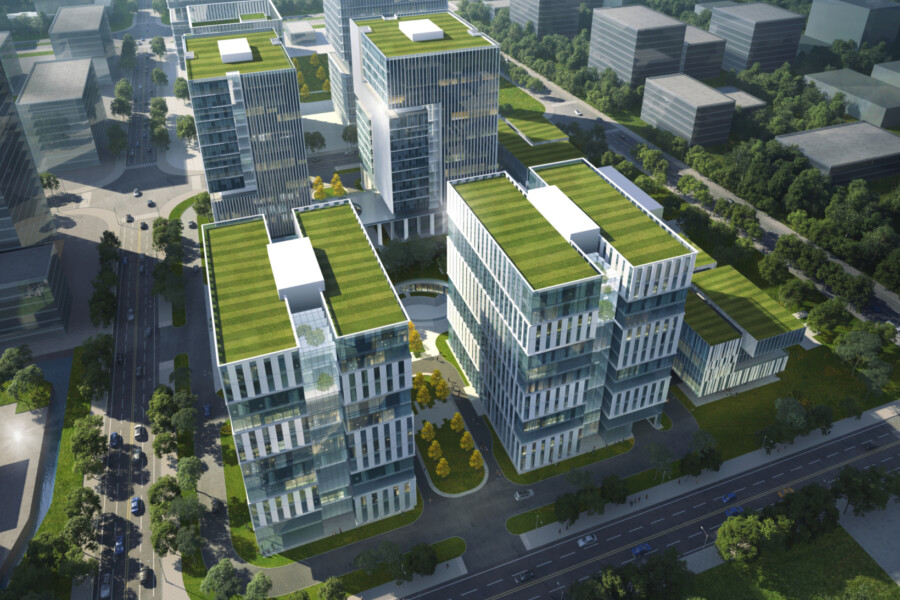 Zhangjiang Gaoke Industrial Park Southeast Birdeye View · Mixed Use Office Park